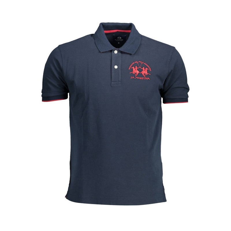 Dashing Blue Polo Shirt with Elegant Embroidery