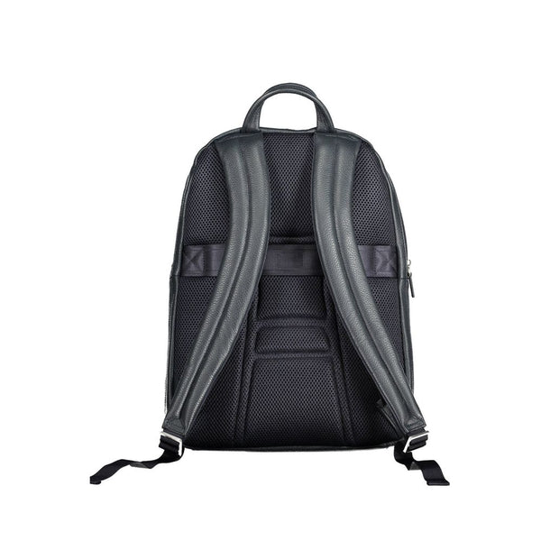 Schlanker blauer Leder -Rucksack mit Laptop -Fach