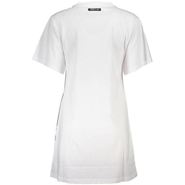 Robe élégante en coton blanc avec imprimé de créateur