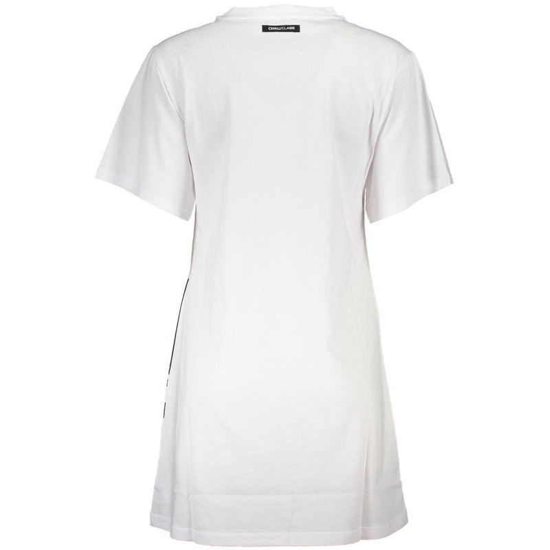 Robe élégante en coton blanc avec imprimé de créateur