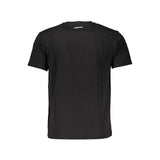 Elegantes runder Nackenschwarz -T -Shirt mit klassischem Druck