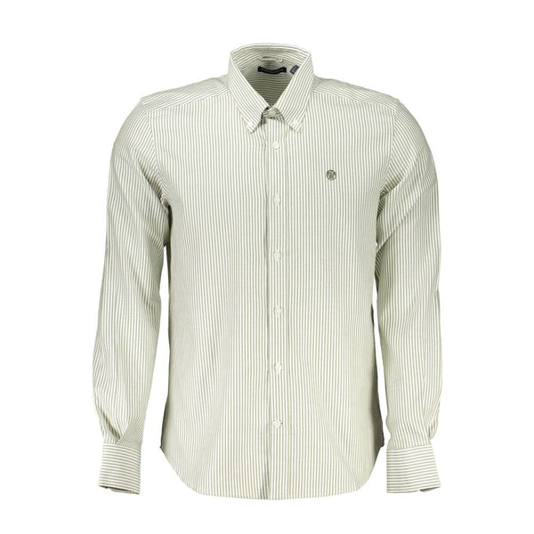 Eco-Friendly Striped Long Sleeve Button-Down Shirt