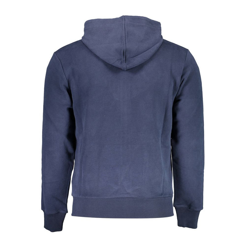 Elegante sudadera con capucha azul con detalles con cremallera