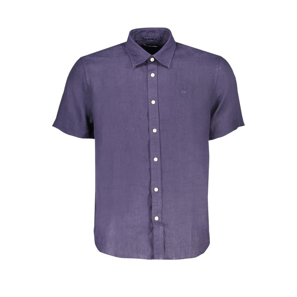 Camisa de lino azul