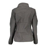 Elegante chaqueta deportiva negra con capucha extraíble