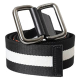 Orange Canvas Logo Print Metal Buckle Men Belt