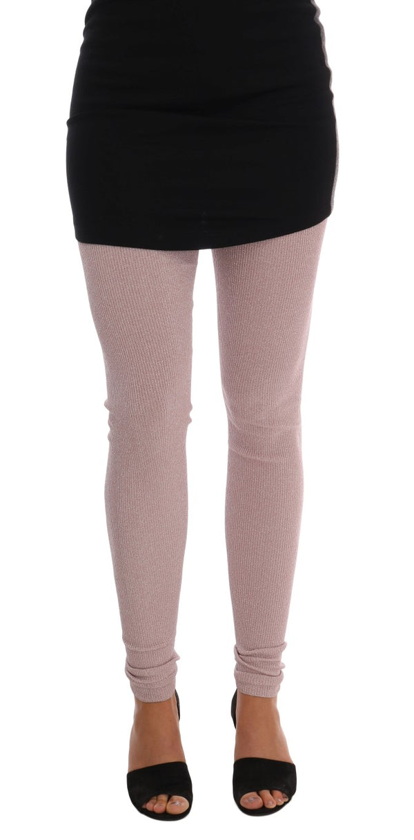 Κομψό Pink Mid-Waist Stretch Pants