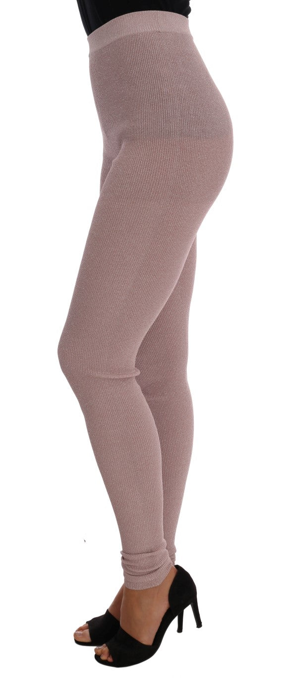 Eleganti pantaloni elastici rosa a metà vita