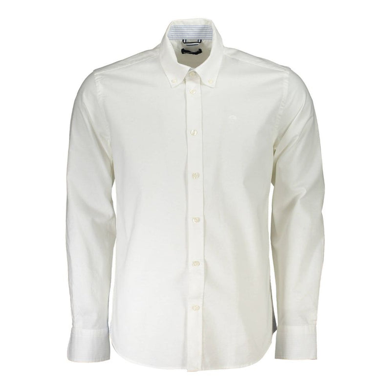 Elegante camicia di abbottonatura di cotone bianco