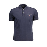 Polo en coton bleu élégant avec logo brodé