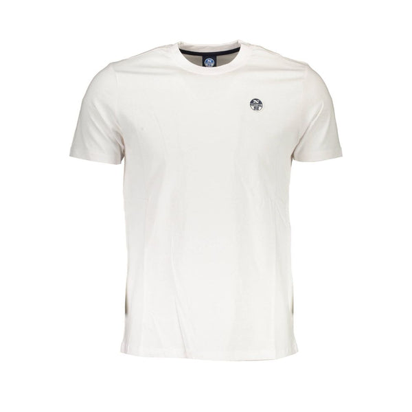 Sleek White White Round Tea Tee con detalle del logotipo