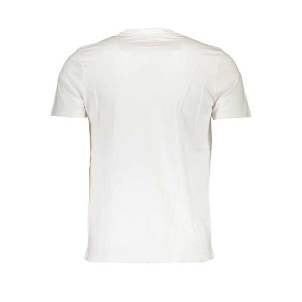 Sleek White Round Neck Tee with Logo Detail