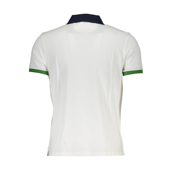 Elegant White Cotton Polo with Contrasting Accents