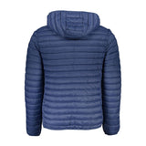 Chaqueta con capucha de manga larga azul elegante