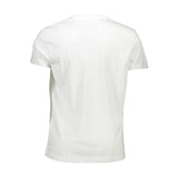 T-shirt à cou de l'équipage en coton blanc avec logo imprimé