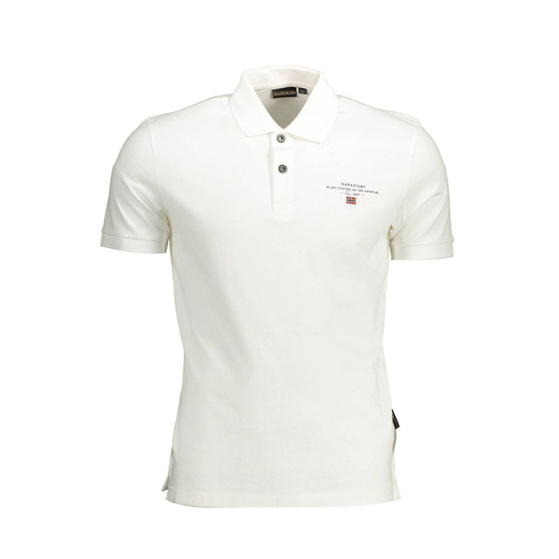 Elegant White Cotton Polo with Embroidery