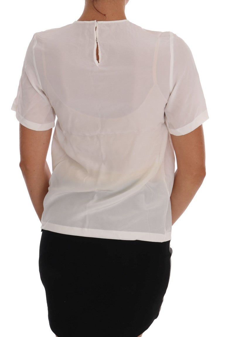 Silk 'Italia Italia Is Love' blusa blanca