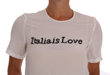 Silk 'Italia Italia Is Love' blusa blanca