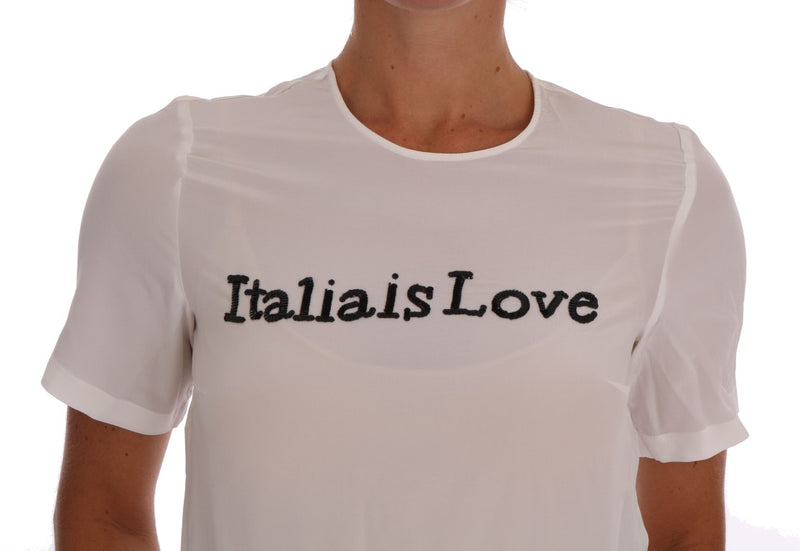 Silk 'Italia Italia Is Love' blusa blanca