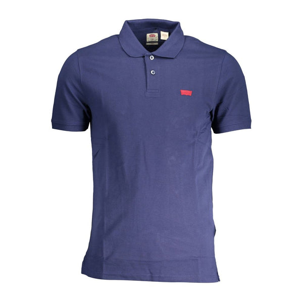 Suflte Blue Cotton Polo mit schickem Logo -Akzent