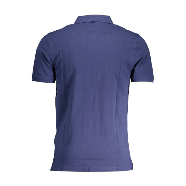 Suflte Blue Cotton Polo mit schickem Logo -Akzent