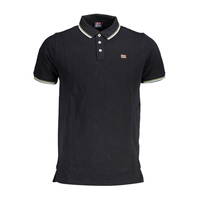 Elegante polo negro de manga corta con contrastes