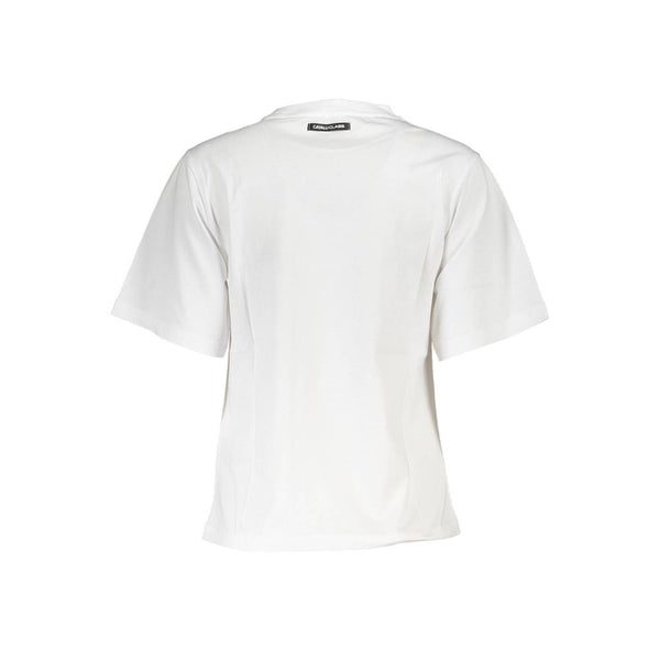 Chic Slim Fit White Tee με εκτύπωση υπογραφής