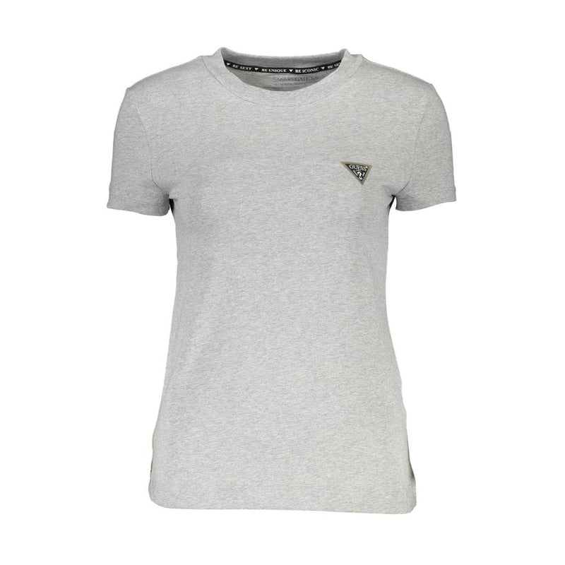 Chic Grey Crew Neck Logo Tee