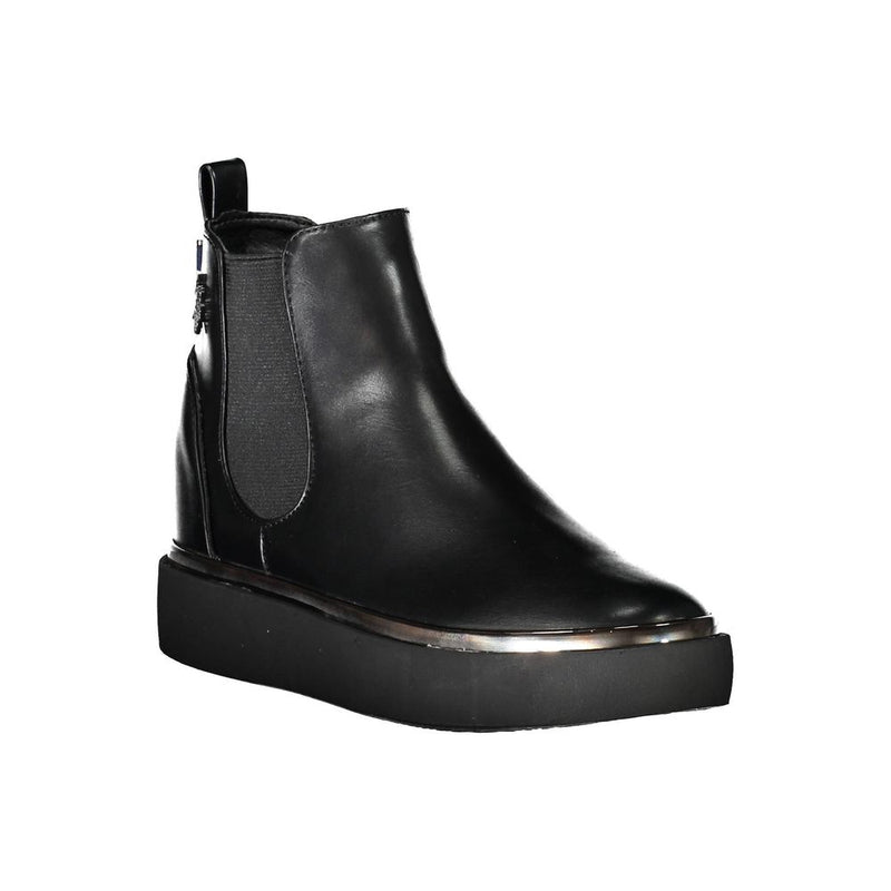 Black Polyester Women Boot