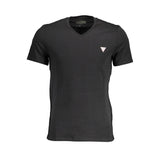 Sleek V-Neck Logo Tee in Classic Black