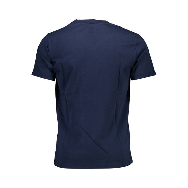 Klassisches V-Ausck-Baumwoll-T-Shirt in Blau