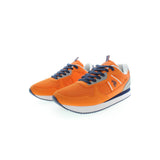 Orangefarbene Schnürsport-Turnschuhe mit Logo-Details