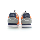 Orangefarbene Schnürsport-Turnschuhe mit Logo-Details