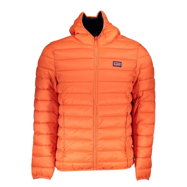 Chaqueta de poliamida con capucha naranja vibrante