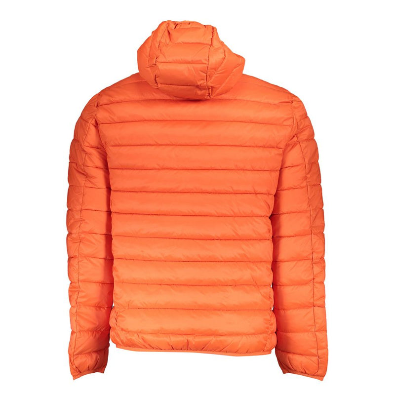 Chaqueta de poliamida con capucha naranja vibrante