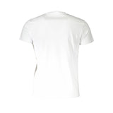 Sleek White White Round Tea Tee con detalle del logotipo