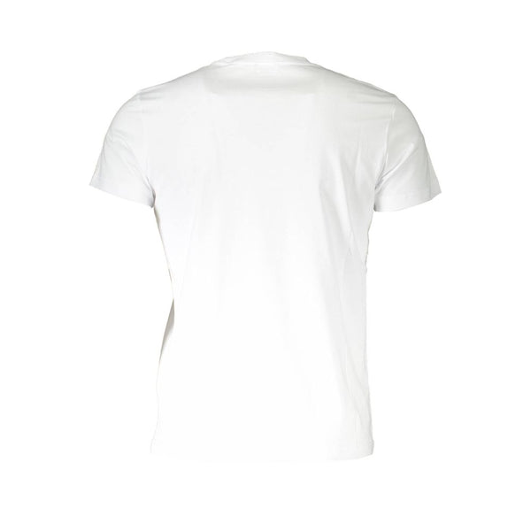 Sleek White White Round Tea Tee con detalle del logotipo