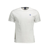 Elegante camiseta de algodón de cuello redondo blanco