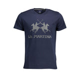 Maglietta Chic Blue Crew Neck con stampa emblema