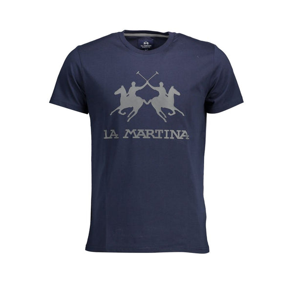 Maglietta Chic Blue Crew Neck con stampa emblema