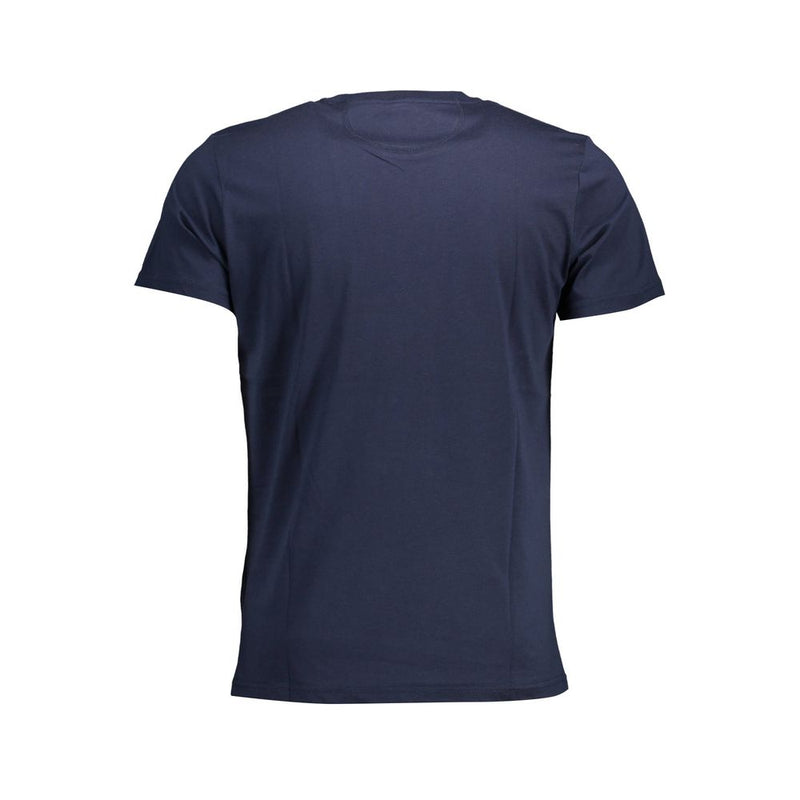 Chic Blue Crew Neck Tee με εκτύπωση έμβλημα