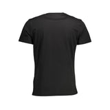 Elegante camiseta de algodón de cuello negro de la tripulación