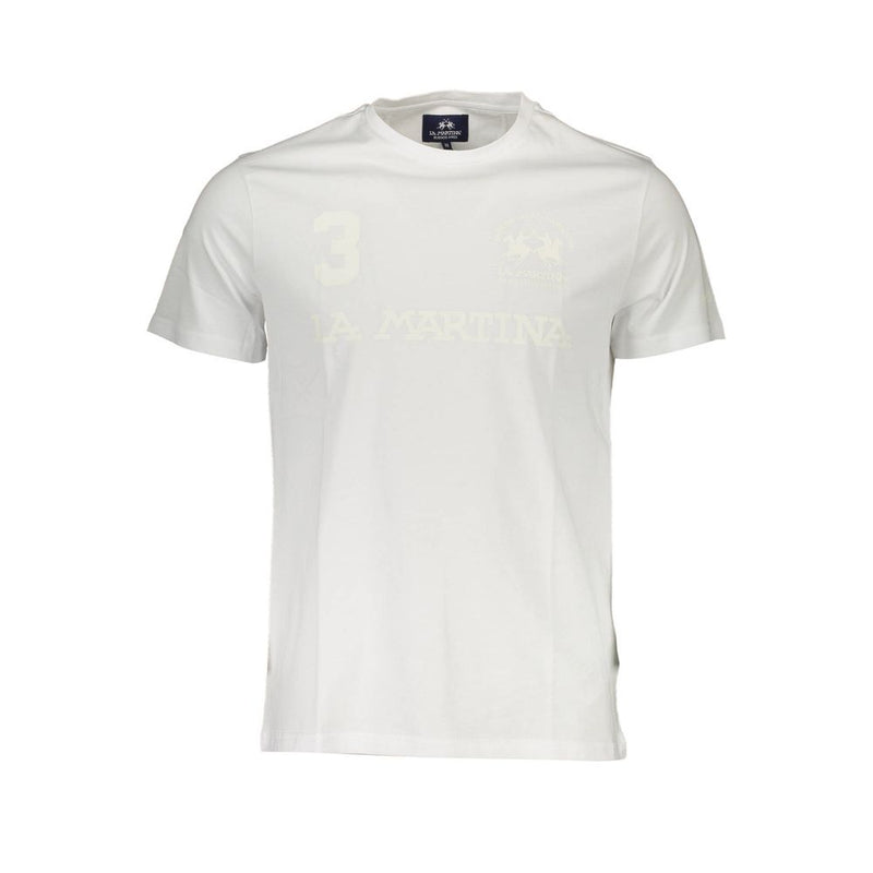 Elegant White Crew Neck Tee avec imprimé logo