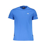 Elegant blau gestickte Logo -T -Shirt