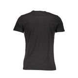 Elegante camiseta de algodón negro bordado