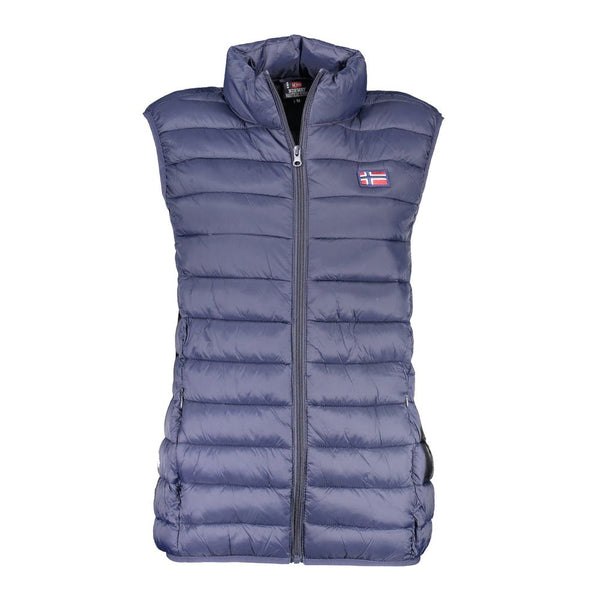 Sleek Sleeveless Men's Blue Polyamide Jacket