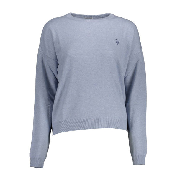 Eleganter hellblau gestickter Pullover