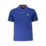 Polo de algodón azul elegante con detalle del logotipo