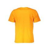 Lebendiges orangefarbenes Baumwoll -T -Shirt mit Logoabdruck