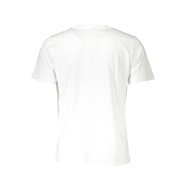 Camiseta de algodón blanco elegante con acento logotipo